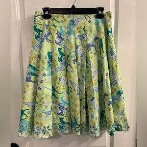 Lilly Pulitzer White Label Kentucky Derby Low Rider Pleated Lined Scallop Skirt